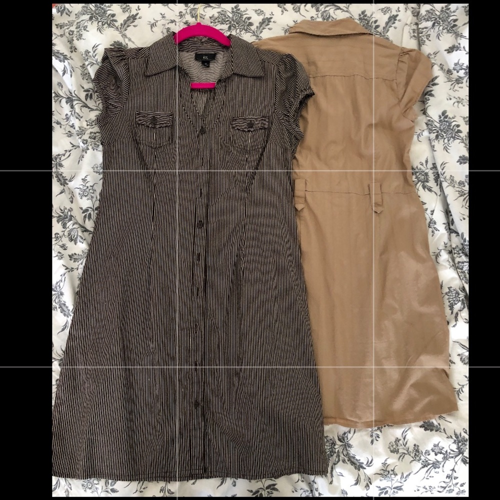 Tan shirt dress on right only. Small